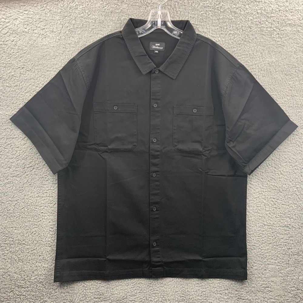 CCS Work Shirt Mens XXL Black Button Up Short Sleeve Cotton Workwear Pockets